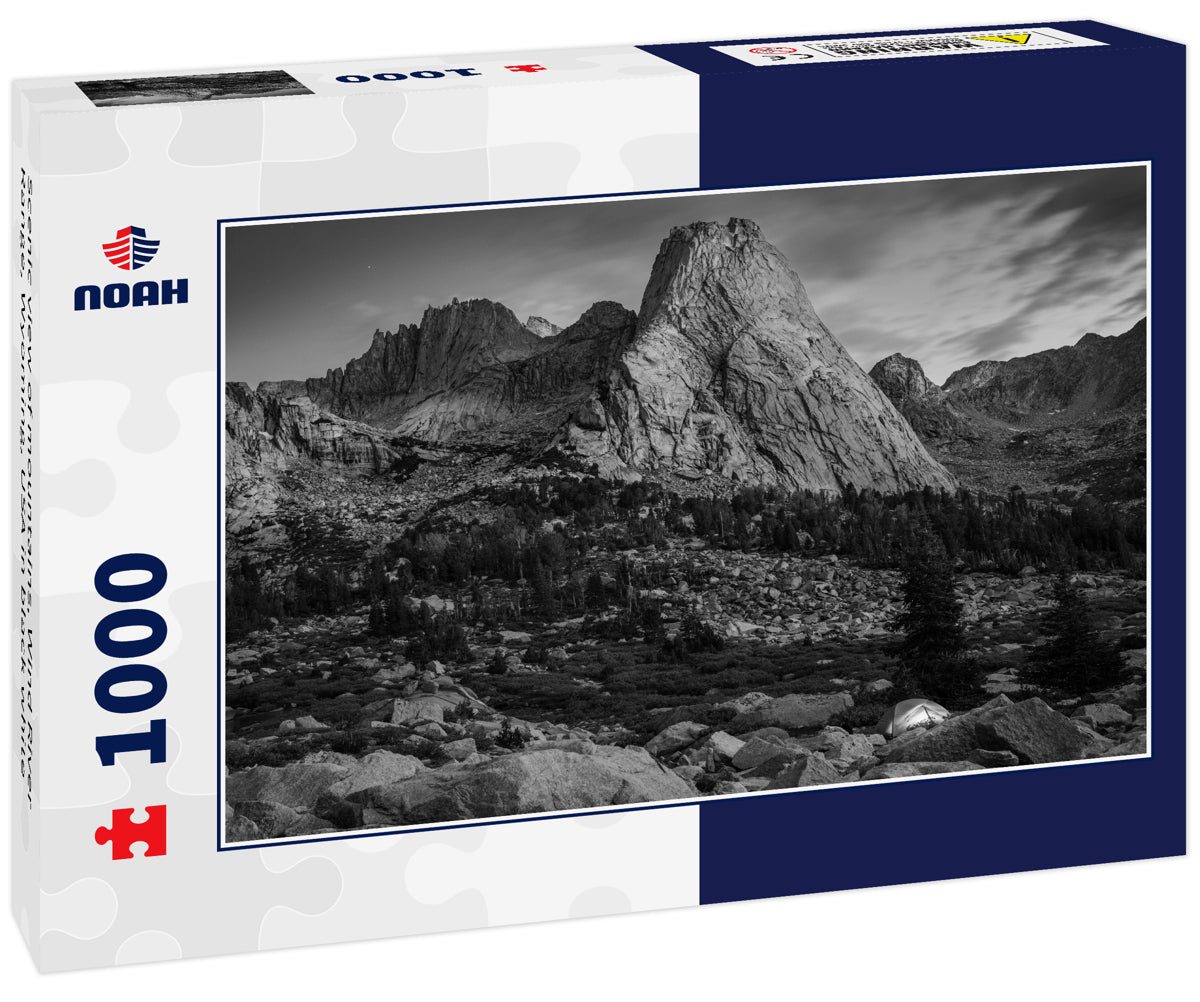 Scenic view of mountains, Wind River Range, Wyoming, USA in black white