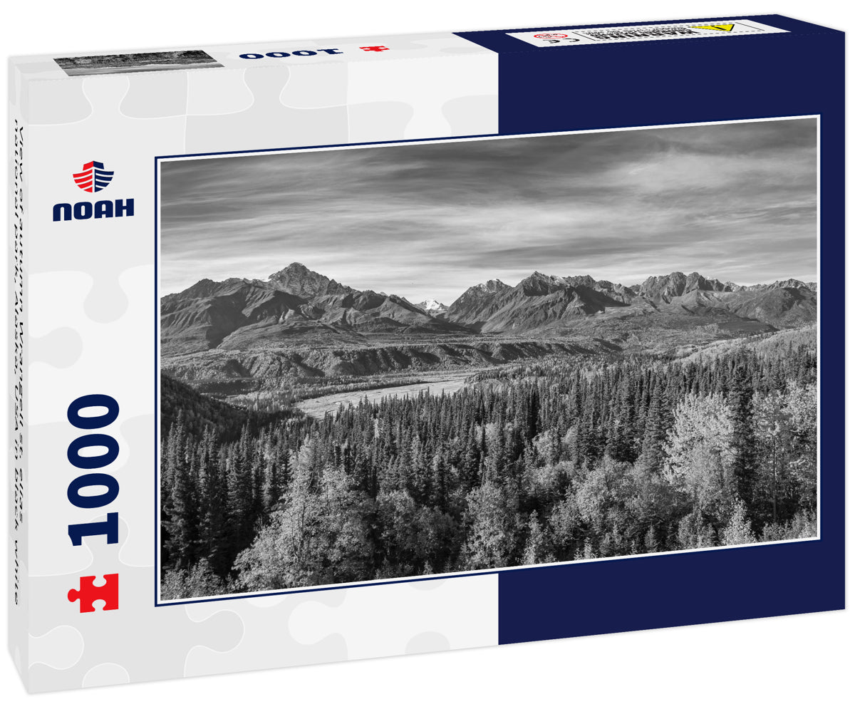 View of autumn Wrangell st. elias national park, Alaska, USA in black white