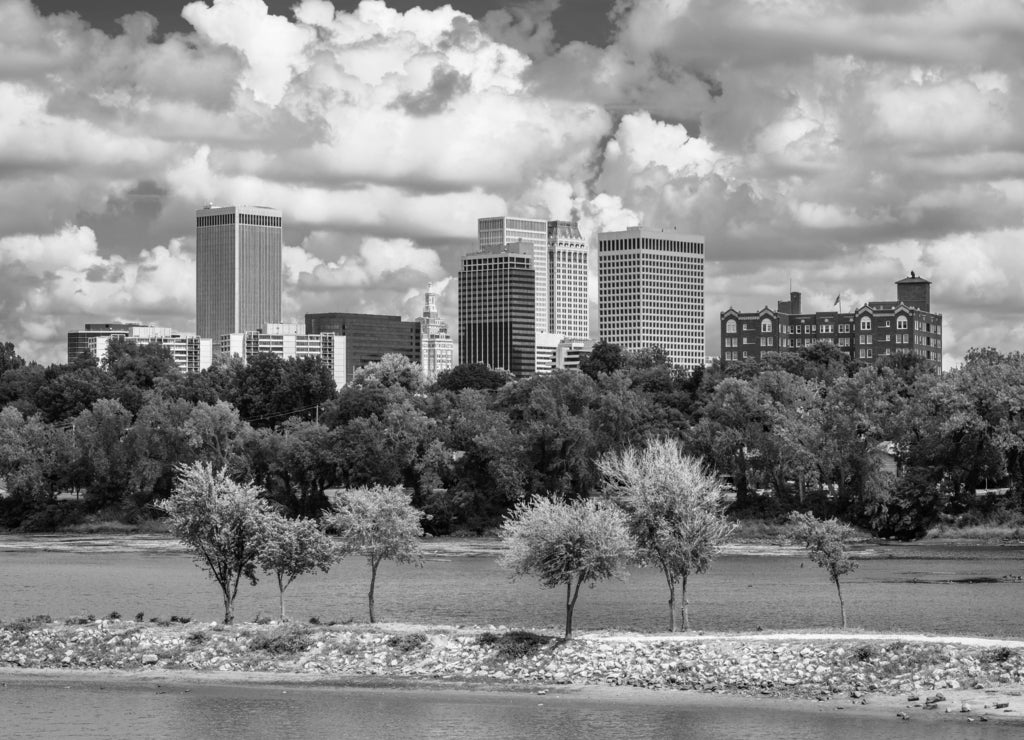 Riverside Tulsa, Oklahoma in black white