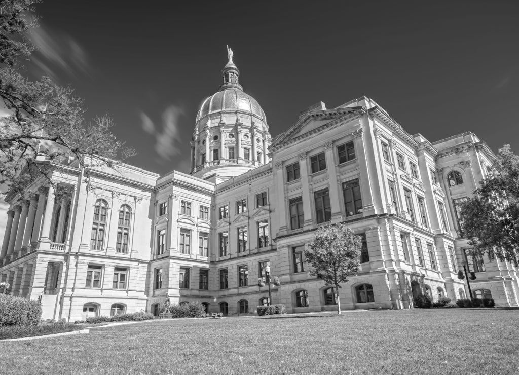 Georgia State Capitol in Atlanta in black white