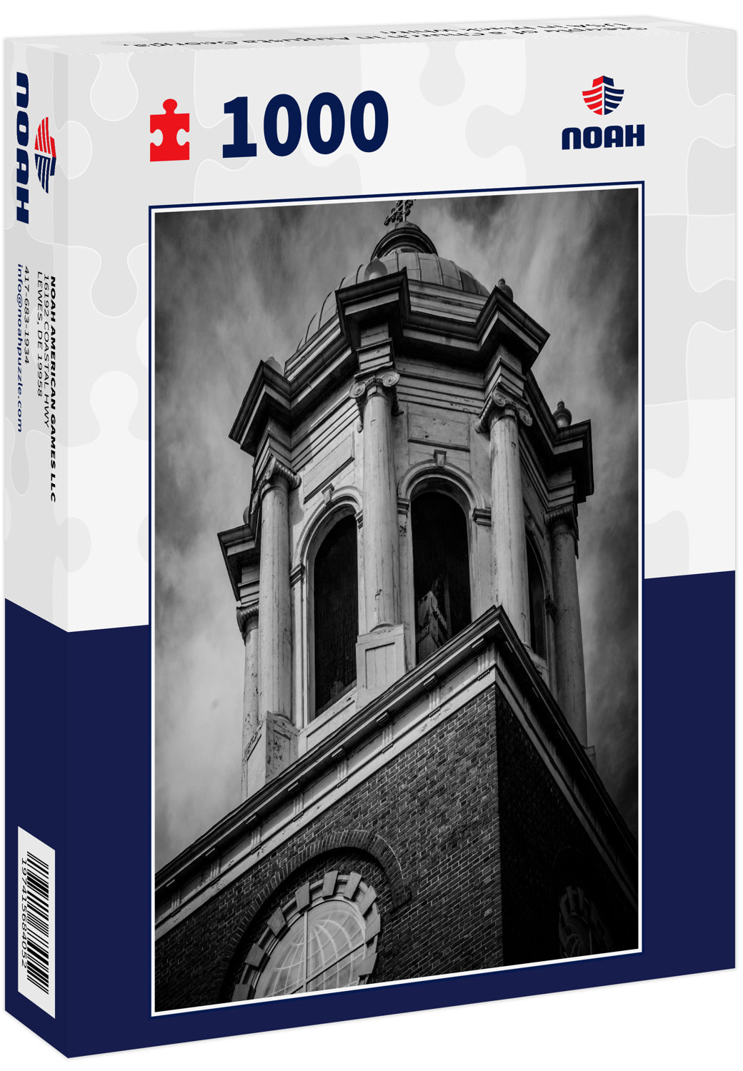 Steeple of a Church in Augusta Georgia, USA in black white