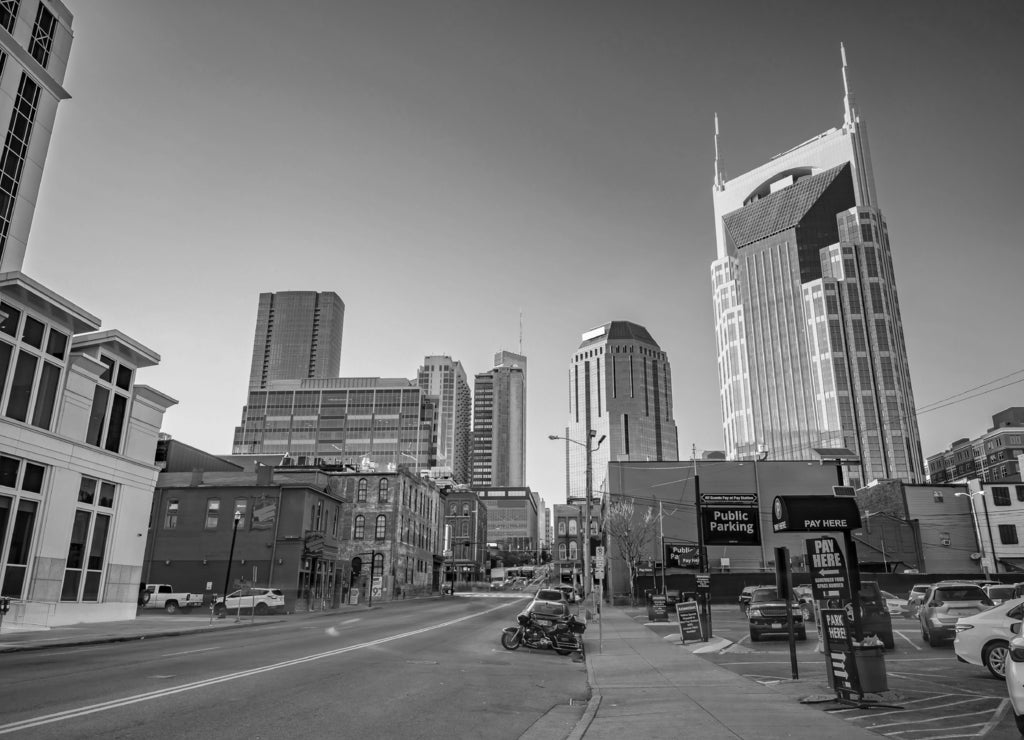 Street Impression in Nashville, Tennessee in black white