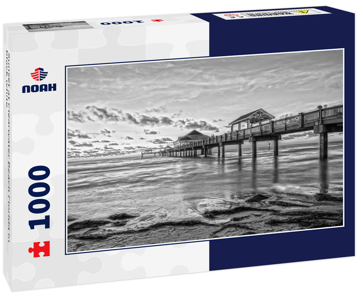 Sunset at Clearwater Beach Florida in black white