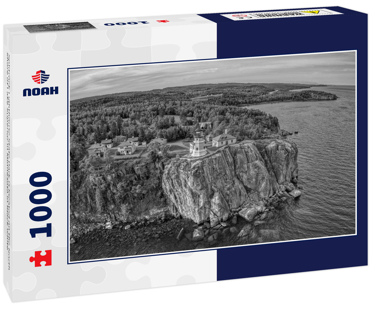 Splitrock Lighthouse State Park is located on the North Shore of Lake Superior in Minnesota in black white