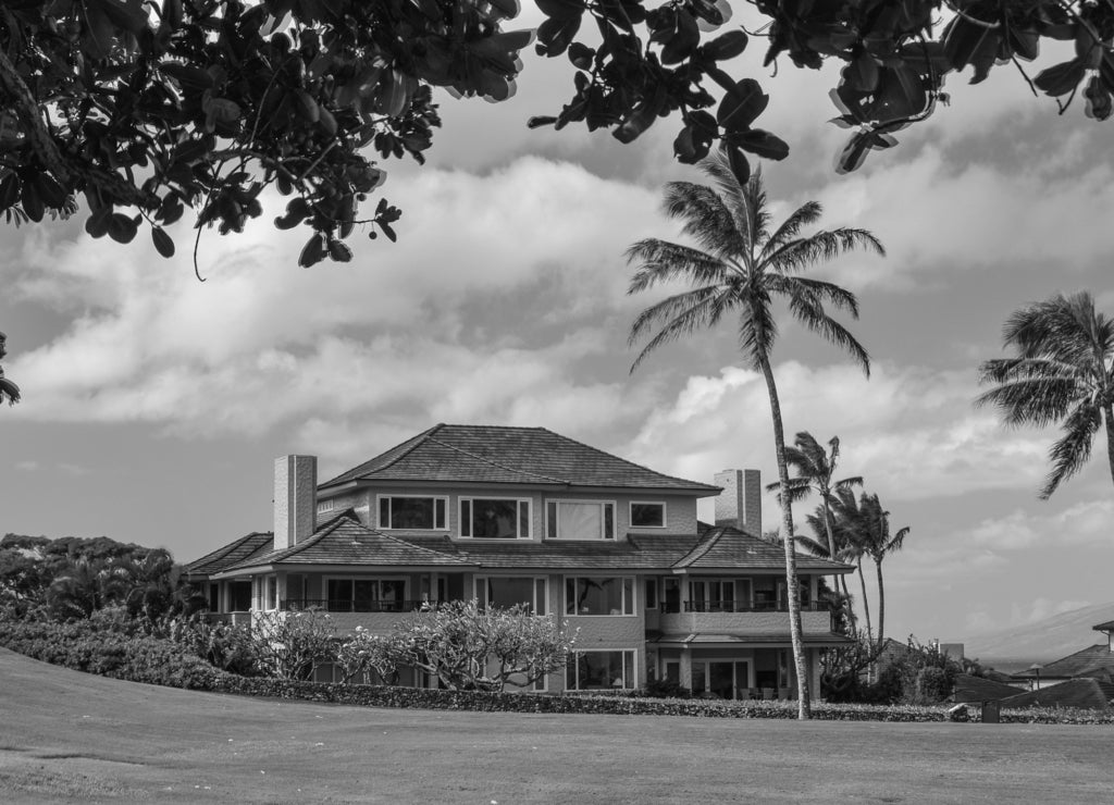 Kapalua, Maui, Hawaiian Islands in black white