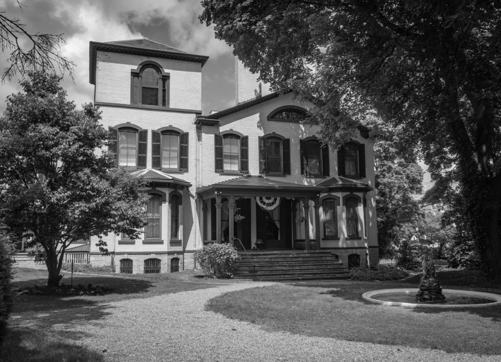 William H. Seward House in Auburn, New York in black white