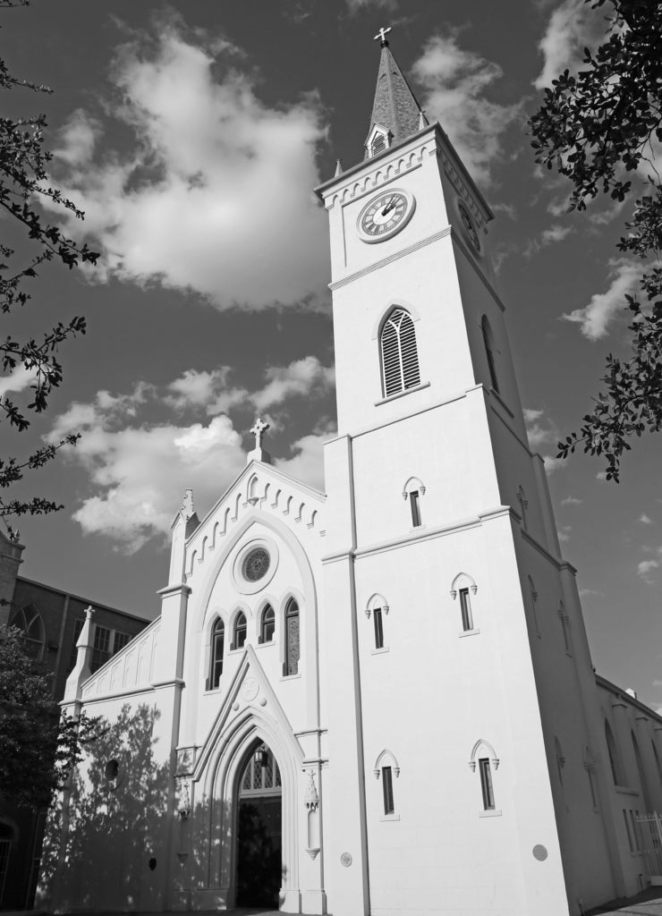 San Augustin de Laredo Cathedral - Laredo Texas in black white