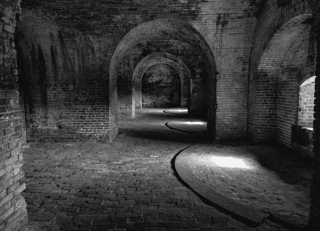 Fort Pickens, Pensacola, Florida in black white