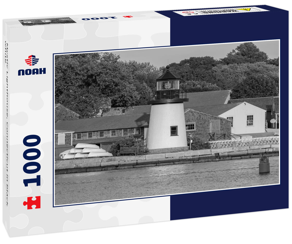 Mystic Lighthouse, Connecticut in black white