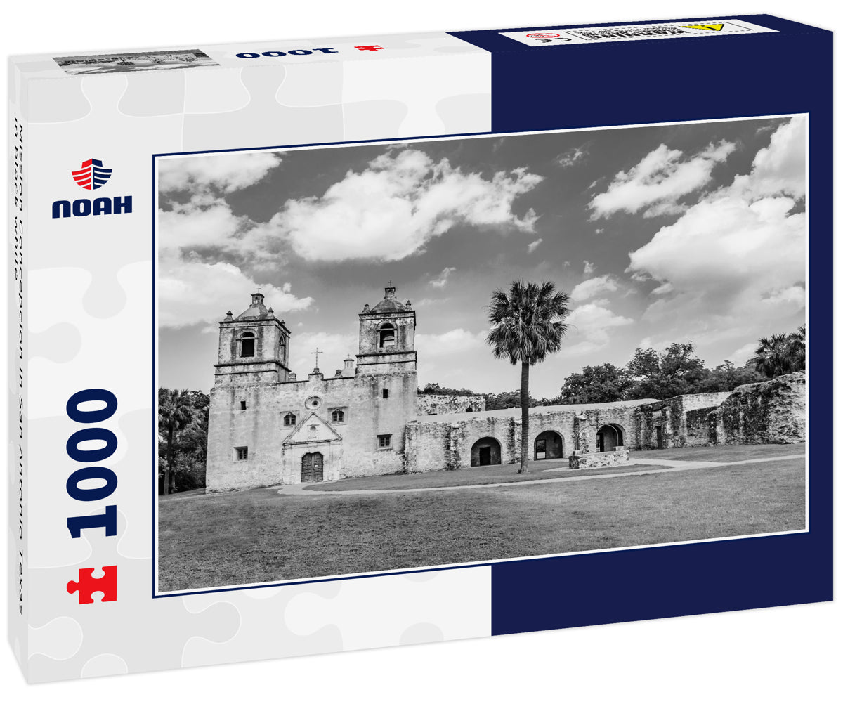 Mission Concepcion in San Antonio Texas in black white