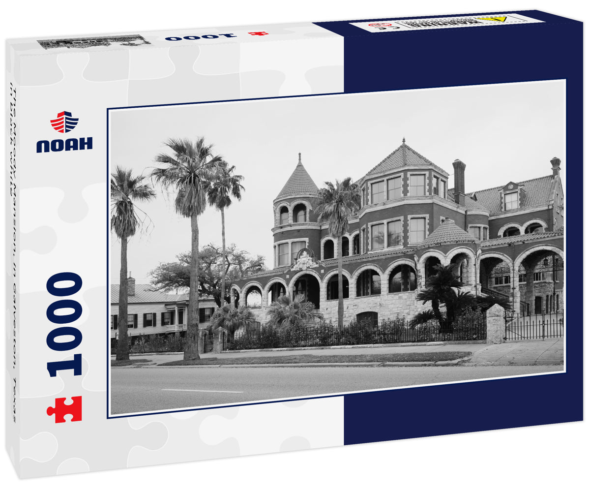 The Moody Mansion, in Galveston, Texas in black white