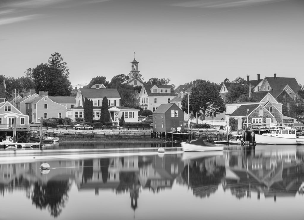 Portsmouth, New Hampshire, USA townscape in black white