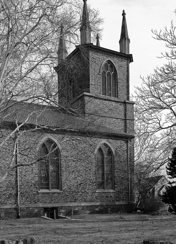 First Parish Church in Taunton, Massachusetts, USA, part of Church Green Historic District in black white