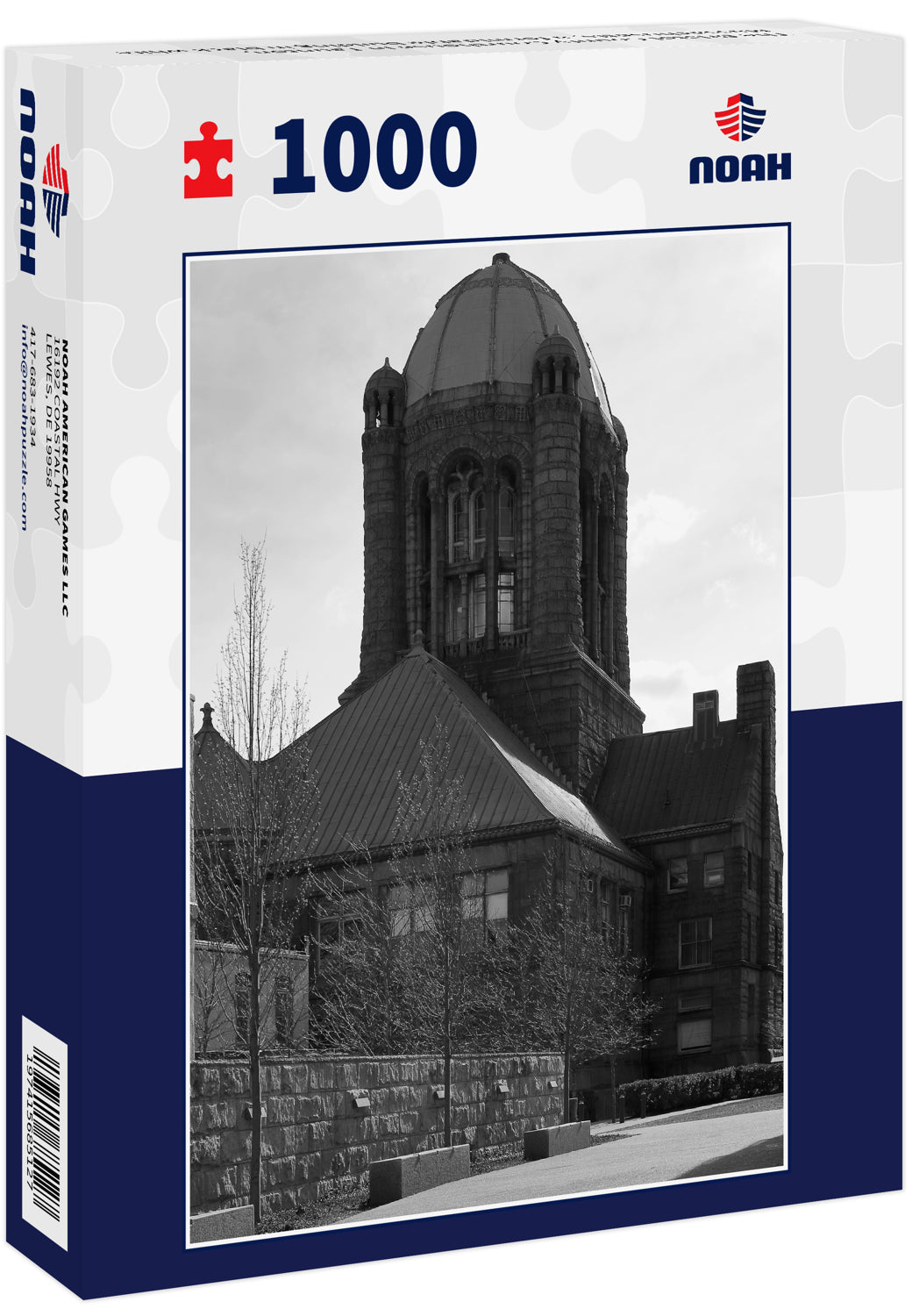 The Bristol County Courthouse in Taunton, Massachusetts, a formidable building in black white