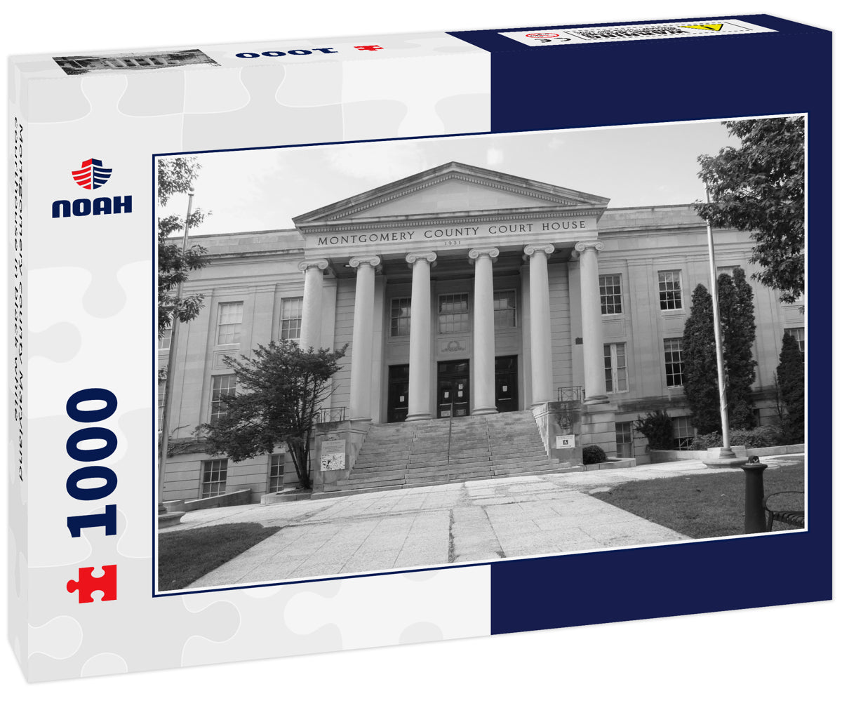 Montgomery county Maryland courthouse in black white