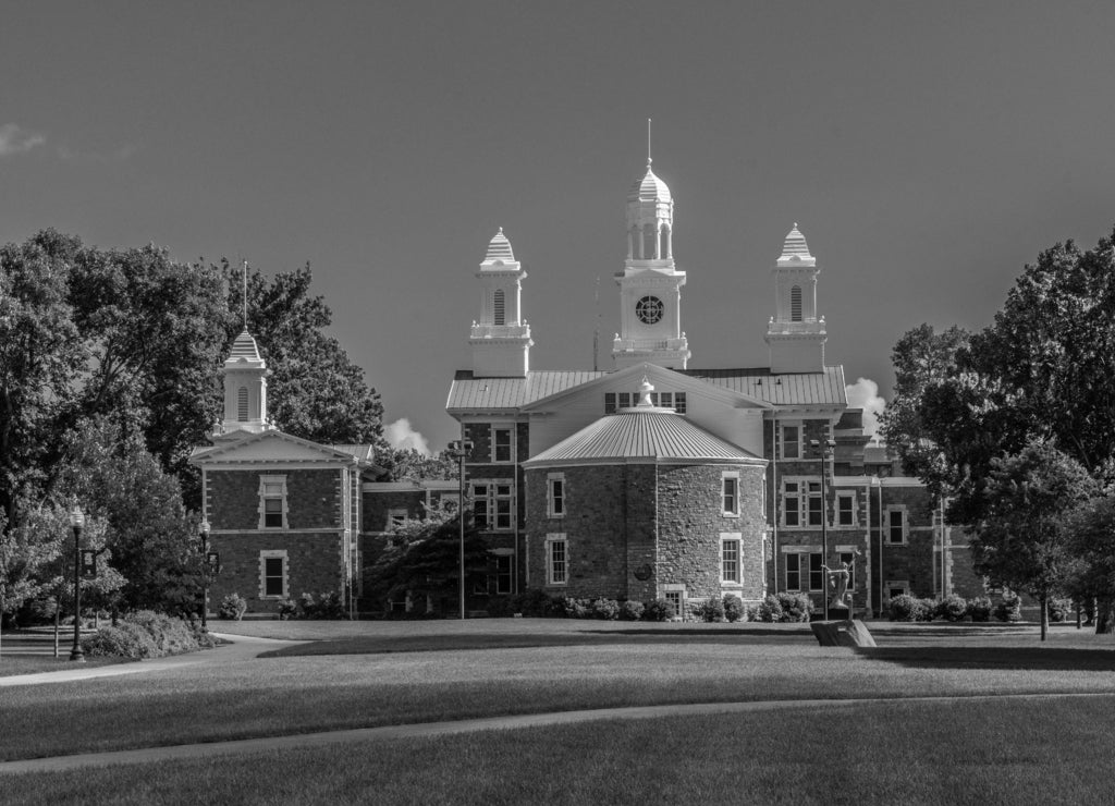 University of South Dakota in black white