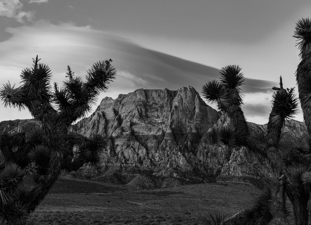 Red Rock Sunrise, Nevada in black white