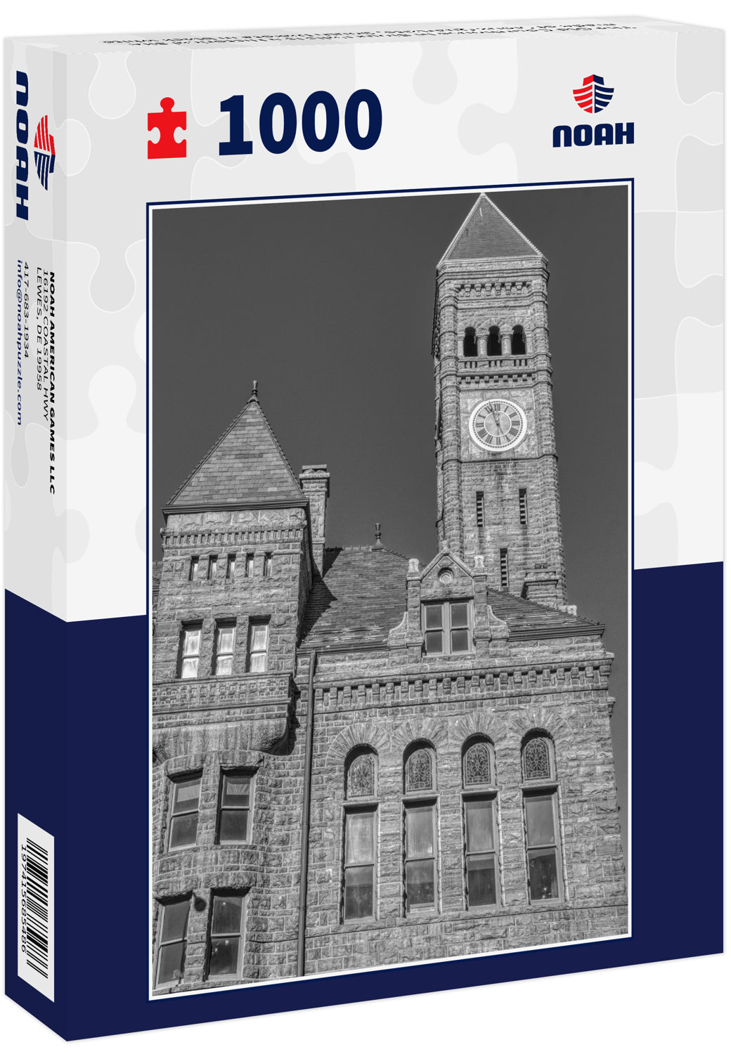 The Old Courthouse in Sioux Falls is a Historical Site made of Sioux Quartzite, South Dakota in black white