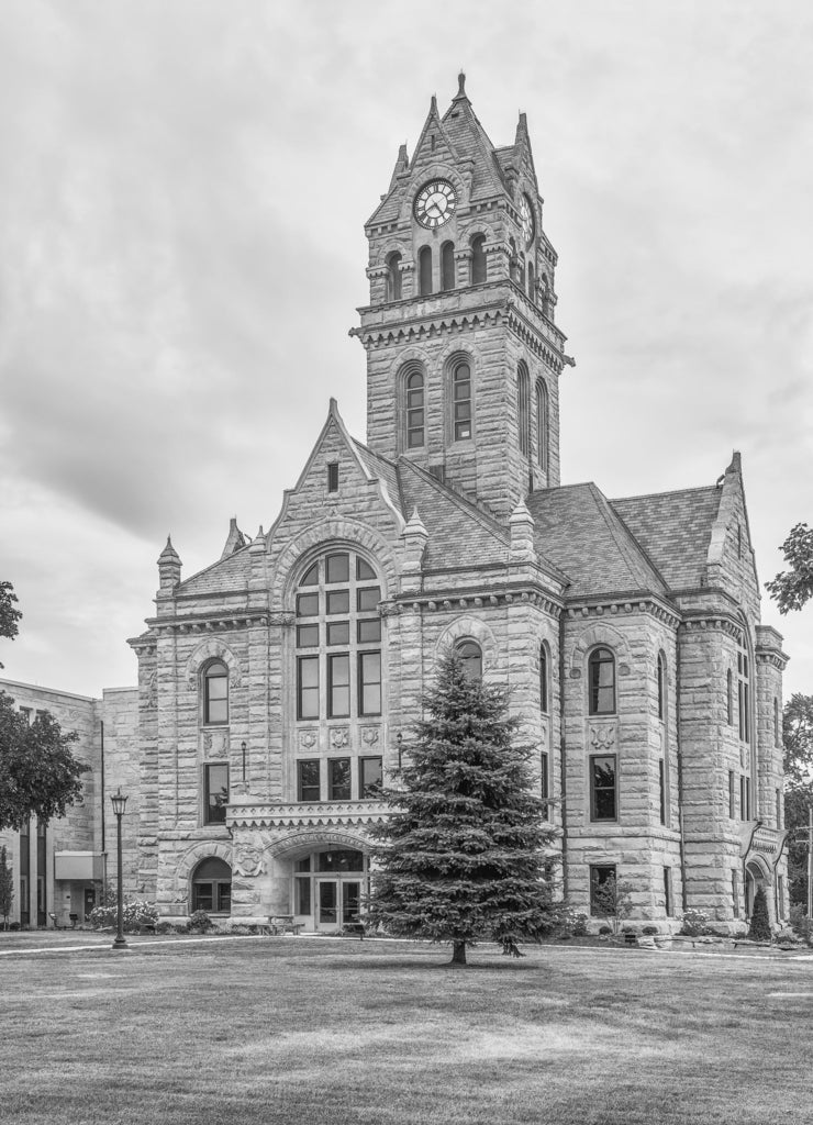 Historic Ottawa County Courthouse.Port Clinton.Ohio.USA in black white