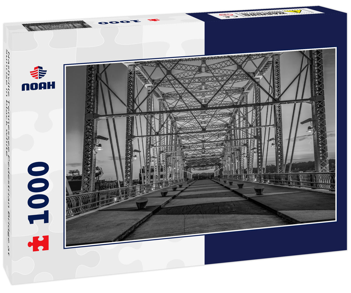 Nashville Tennessee Pedestrian Bridge at Sunrise in black white