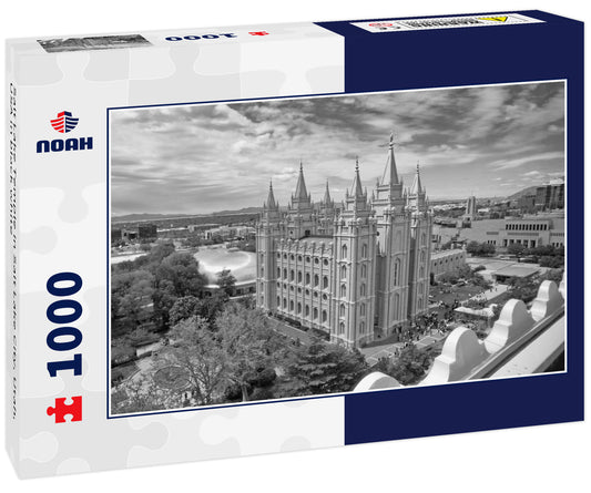 Salt Lake Temple in Salt Lake City, Utah, USA in black white