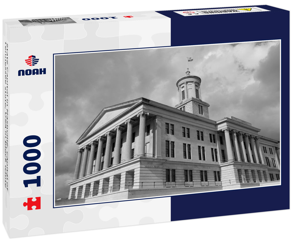 State Capitol in Nashville, capital of Tennessee state, USA in black white