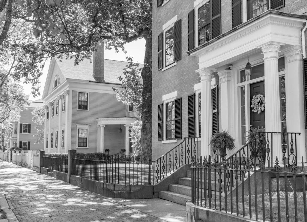 Historic Homes in Salem, Massachusetts in black white