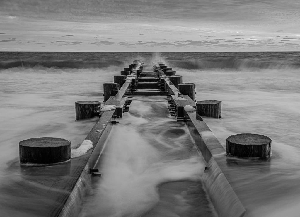 sunrise at rehoboth beach of Delaware state, estern USA in black white