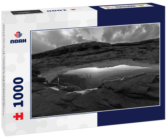 Mesa Arch at sunrise, Canyonlands National Park, Utah, USA in black white