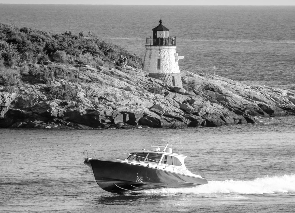 Newport, Rhode Island, USA in black white