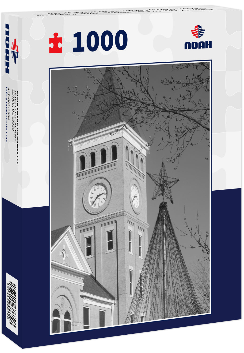 Saline County Courthouse with Seasonal Decorations, Arkansas in black white