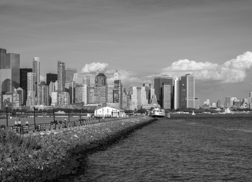 Liberty State Park is a park in the U.S. state of New Jersey opposite both Liberty Island and Ellis Island in black white