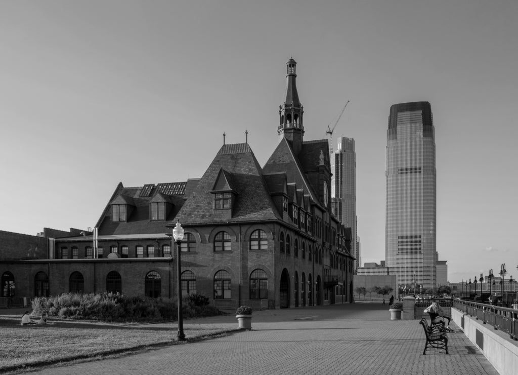 Liberty State Park is a park in the U.S. state of New Jersey opposite both Liberty Island and Ellis Island in black white