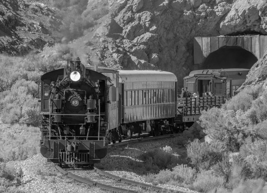 Nevada Northern Railway Near Ely, Nevada in black white