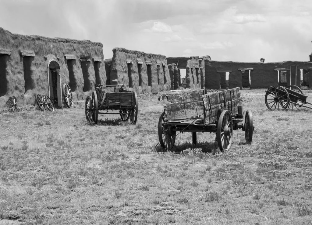 Inside the Ruins at Fort Union National Monument, New Mexico in black white