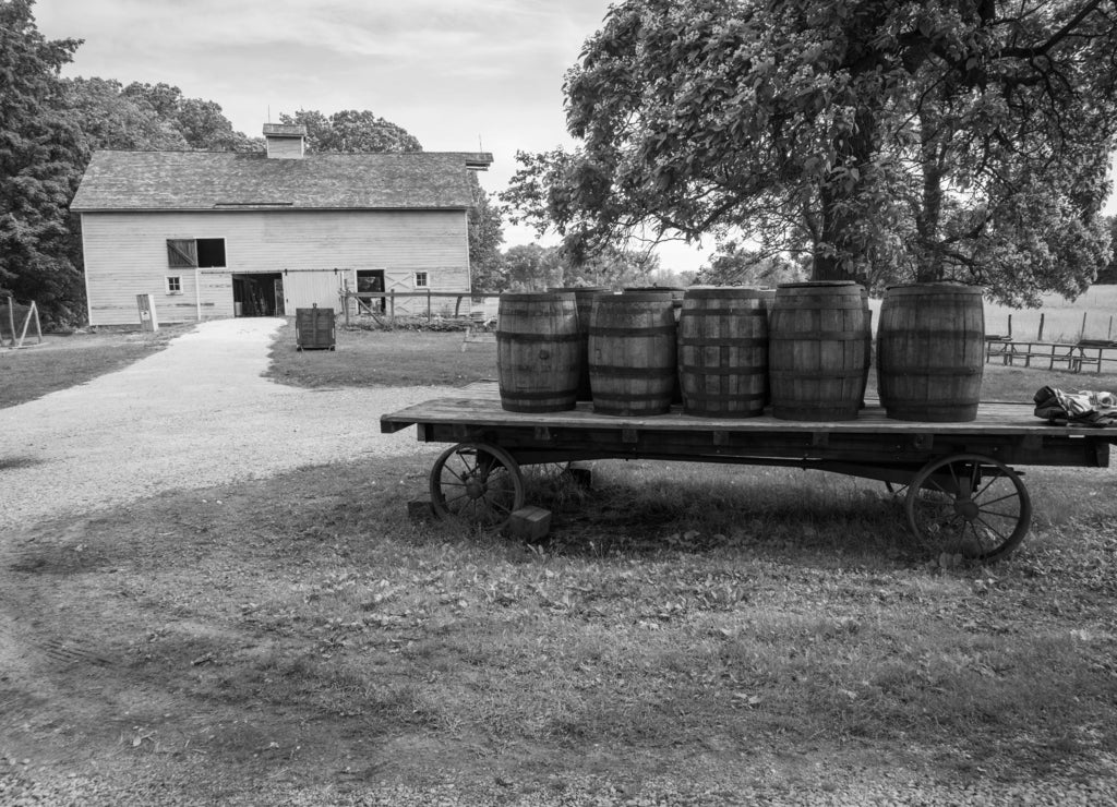 Historic Housing at Indiana Dunes National Park in black white