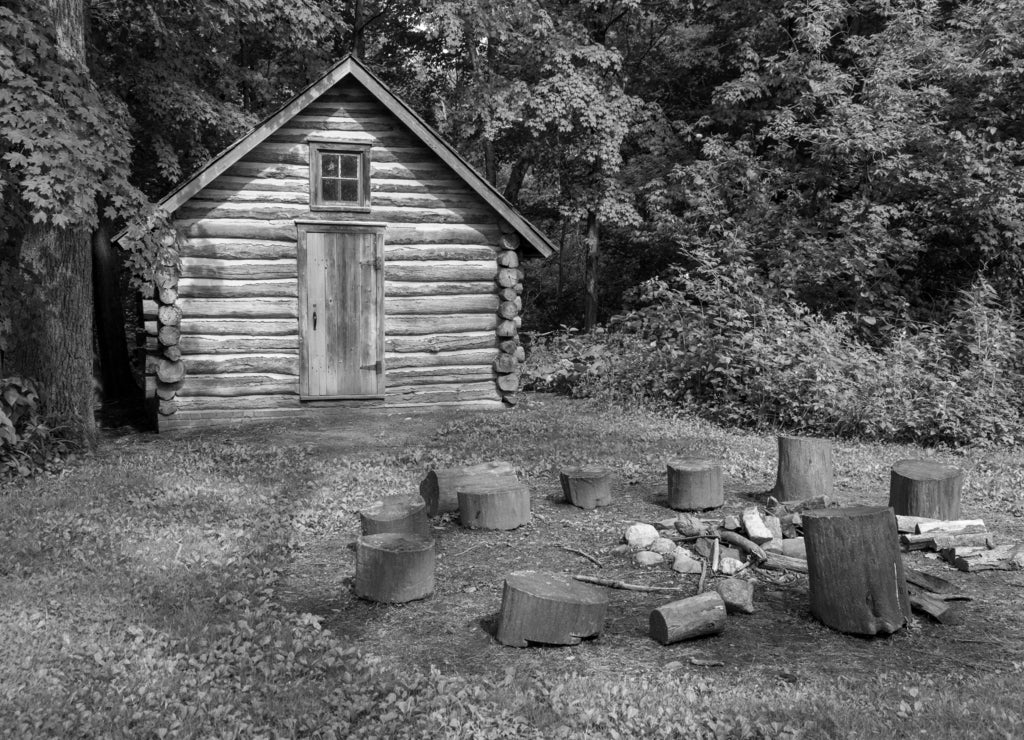 Historic Housing at Indiana Dunes National Park in black white