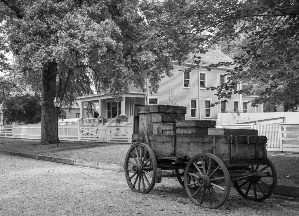 Lincoln Home National Historic Site, Springfield Illinois in black white