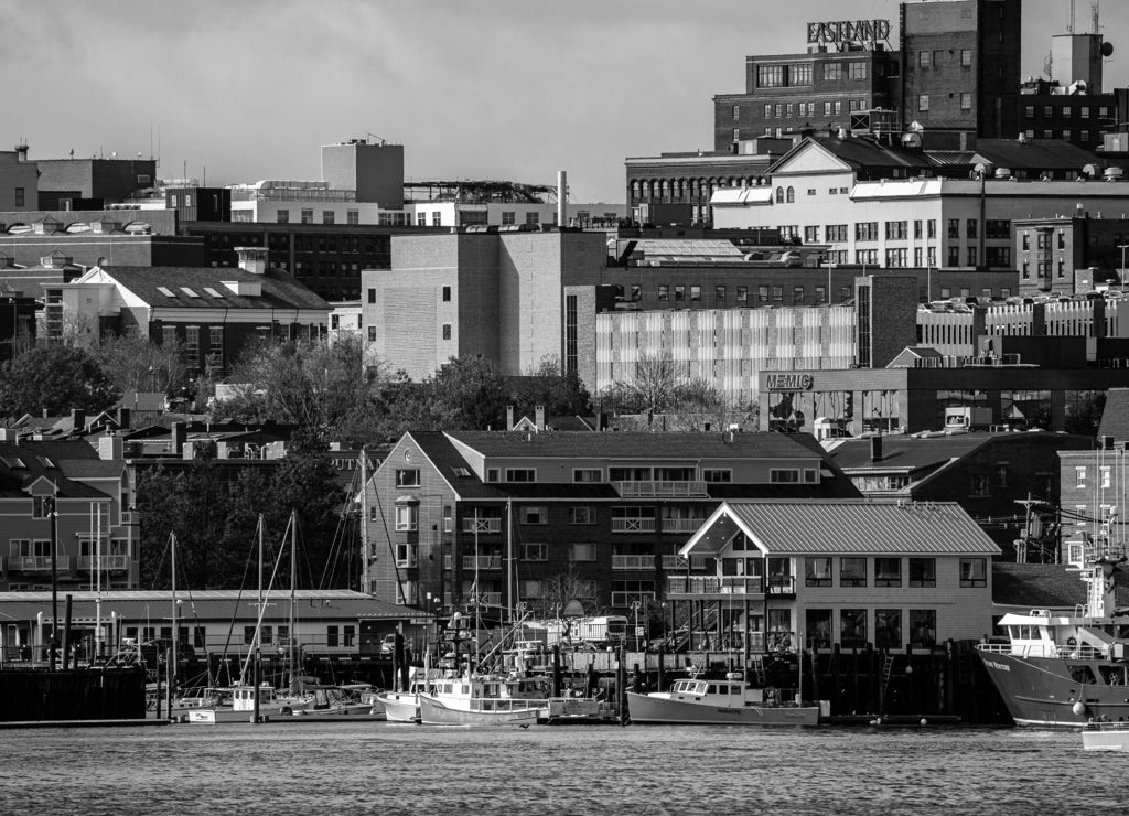 Portland, Maine in black white