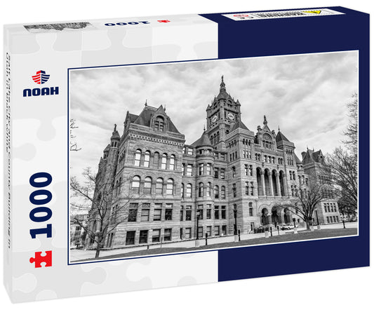 Salt Lake City and County Building in Utah in black white