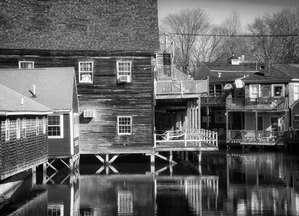 Sunny day, Kennebunkport Maine  in black white