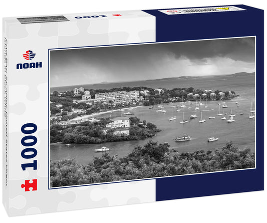 Cruz Bay, St. John, United States Virgin Islands in black white