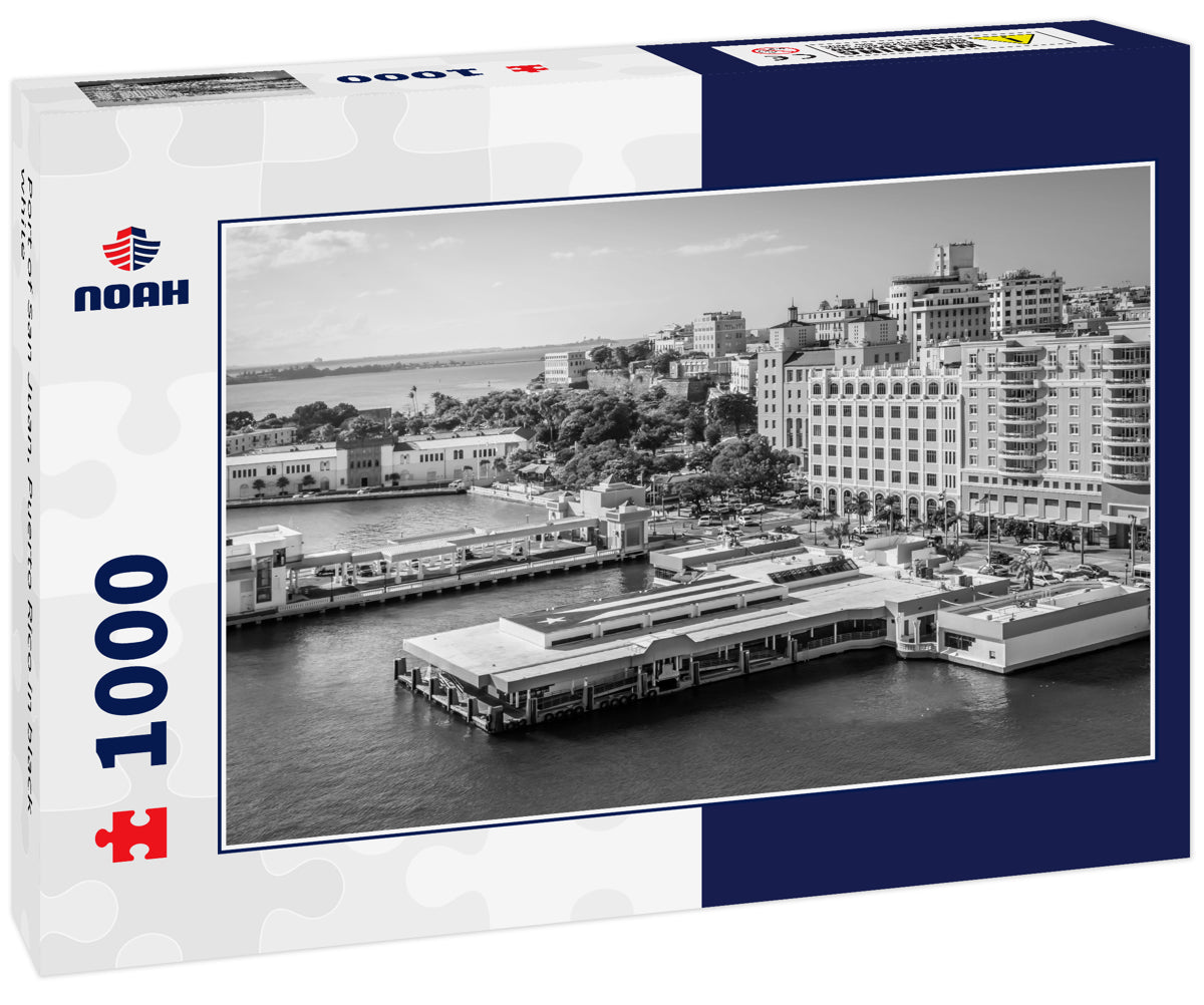 Port of San Juan, Puerto Rico in black white