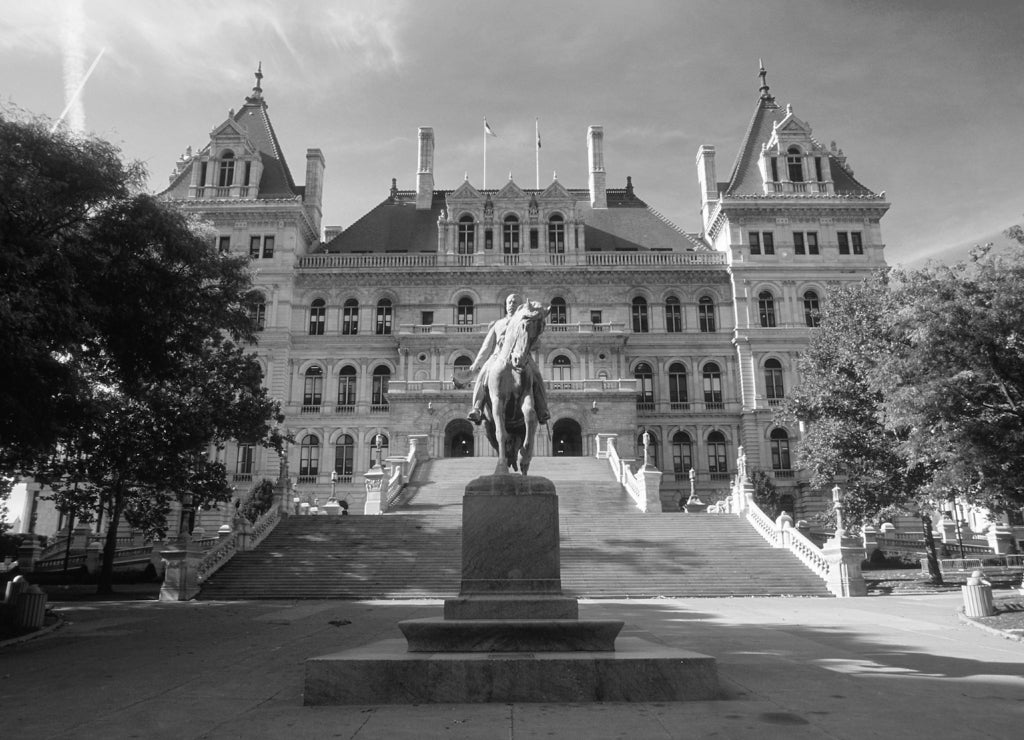 State Capitol of New York, Albany in black white