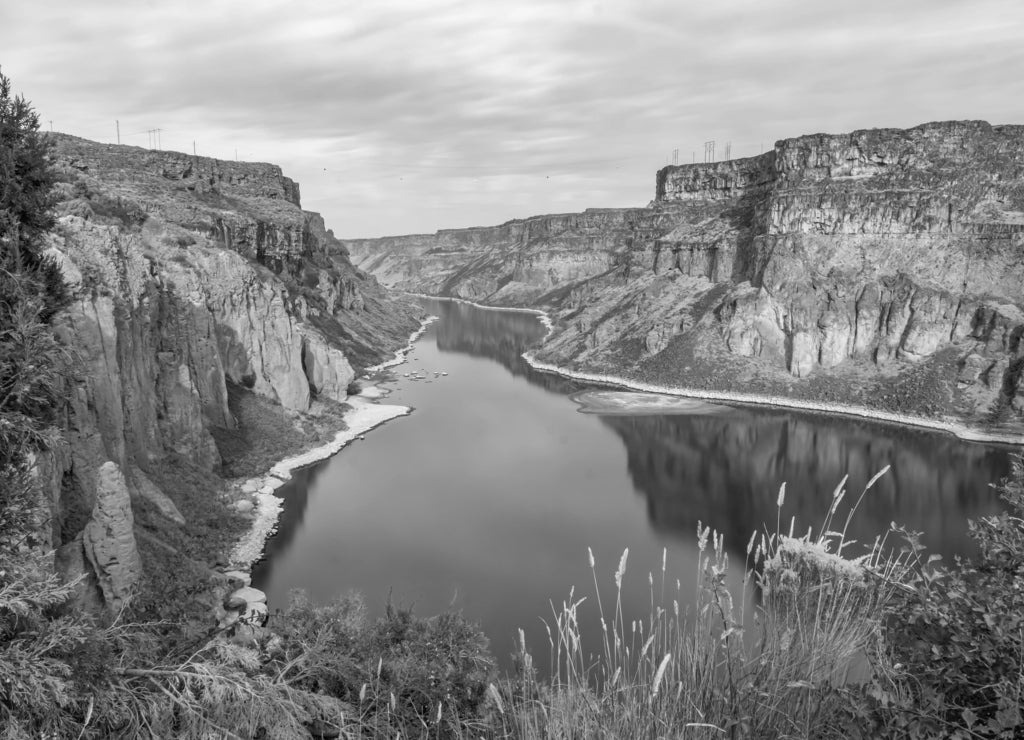 Shoshone Falls in Twin Falls, Idaho in black white