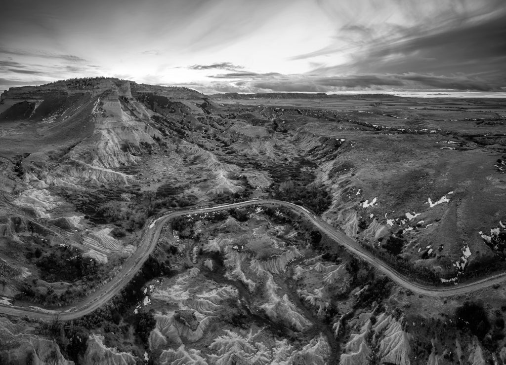Scotts Bluff National Monument, Nebraska in black white