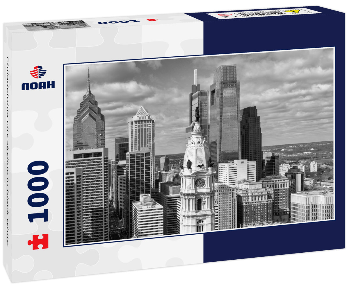 Philadelphia city skyline in black white