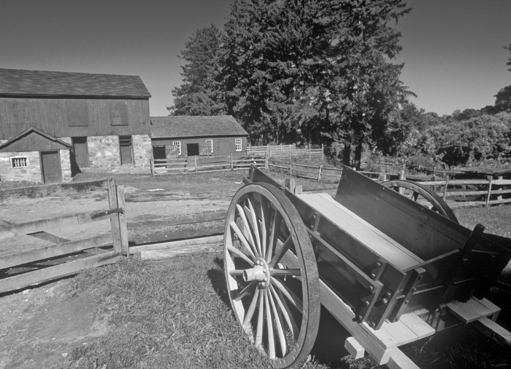 Fosterfields Living Historical Farm in Morristown, New Jersey in black white