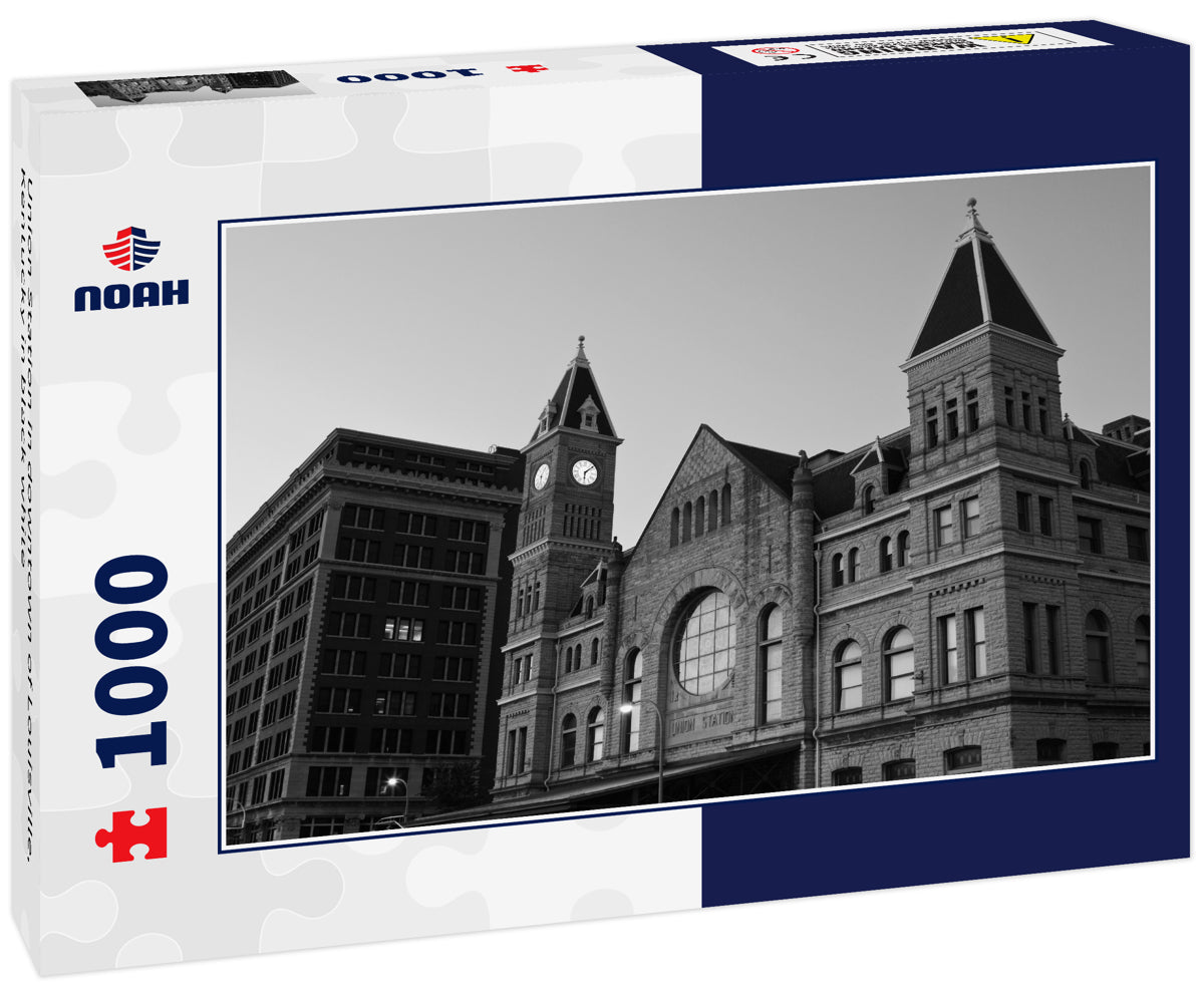 Union Station in downtown of Louisville, Kentucky in black white
