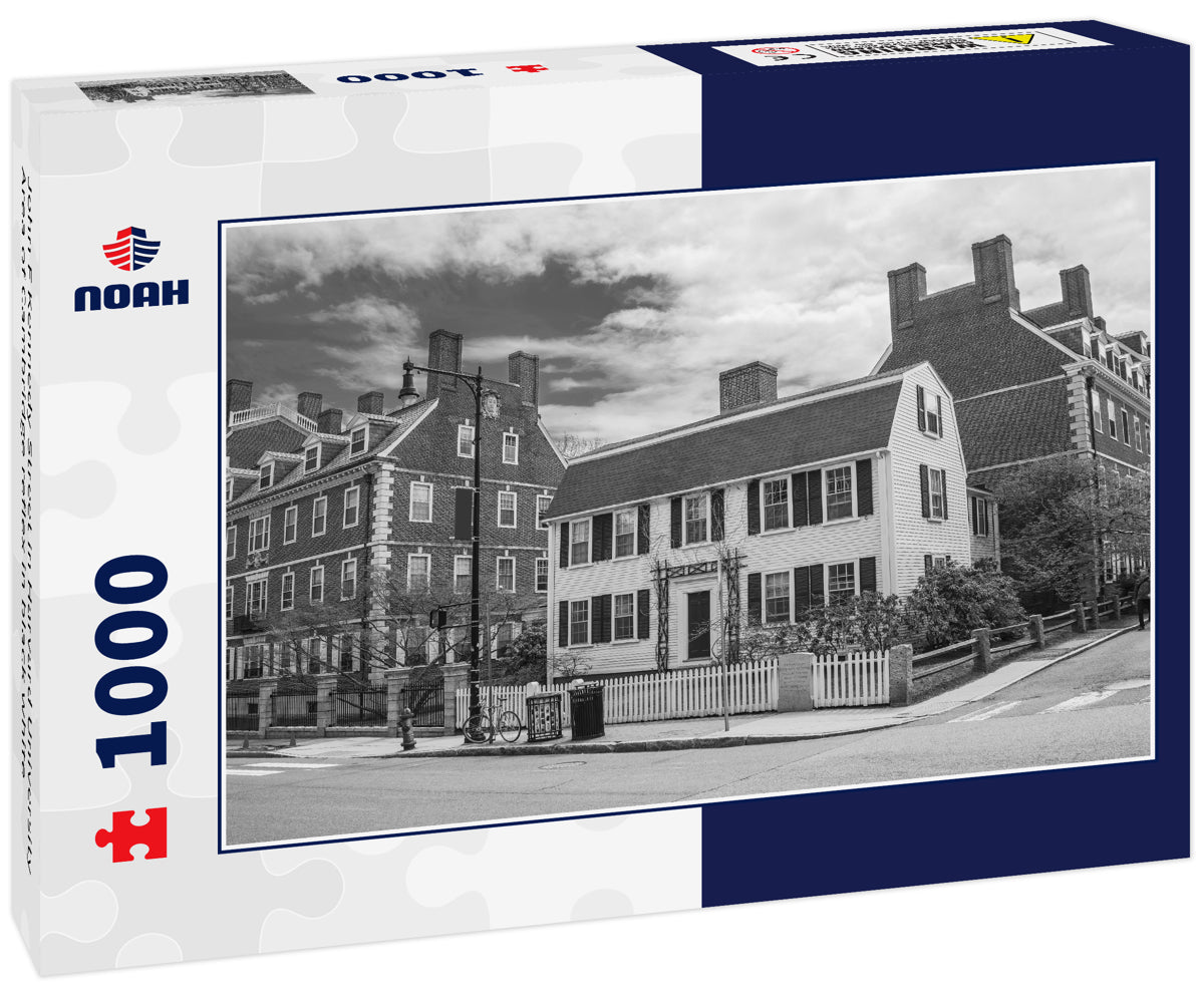 John F Kennedy Street in Harvard University Area of Cambridge reflex in black white